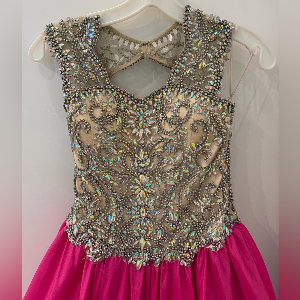 Little Rosie Pageant girls size 12 Embellished Pink with Beaded Bodice